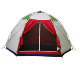 Colorful dome tent with a carrying bag on a transparent background