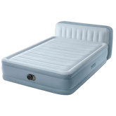 Inflatable bed with headboard on a transparent background, featuring the Intex brand.