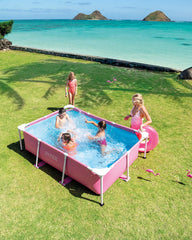 Intex 28266EH 7'L x 5'W x 23-5/8"H Rectangular Metal Frame Above Ground Outdoor Backyard Swimming Pool, 439 Gallons of Water, Pink