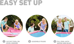 Intex 28290 8 Feet by 30 Inches Easy to Assemble Large Round Metal Frame above Ground Swimming Pool with Dual Suction Outlet Fittings, Pink