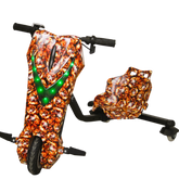 Scooter with orange flame pattern on a white background