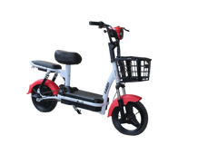 Electric scooter with red and black design on a white background