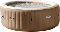 PureSpa Sahara Tan Round Bubble Inflatable Spa Set - 4-Person