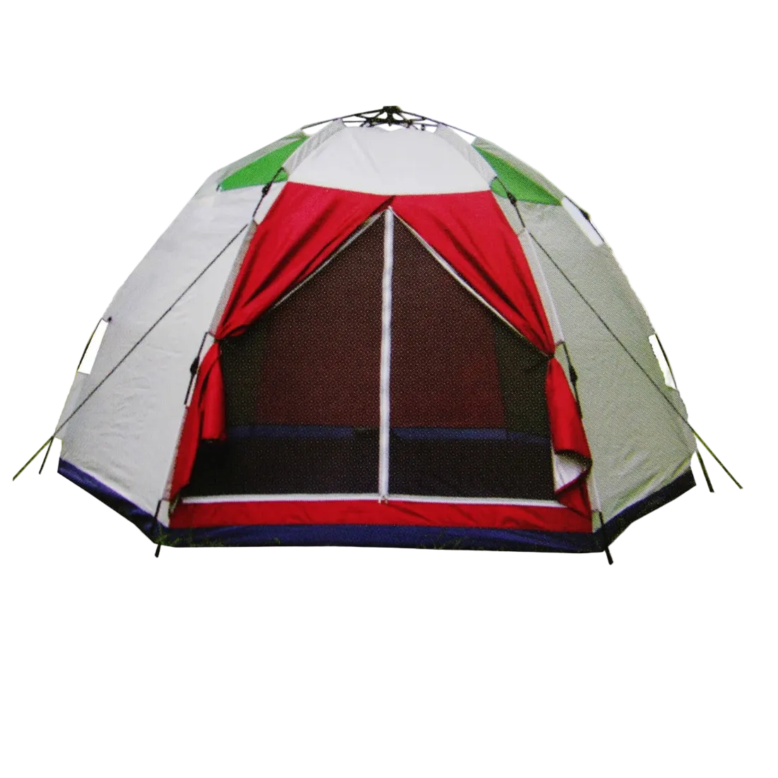 Colorful dome tent with a carrying bag on a transparent background