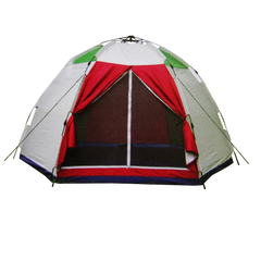 Colorful dome tent with a carrying bag on a transparent background