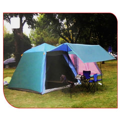 Tent with the door that doubles up as an awning.