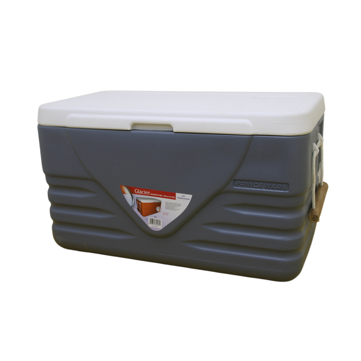 PRINCEWARE 120L Grey Ice Box with Strong Flexible Side Handles, Lid Lock. #3503