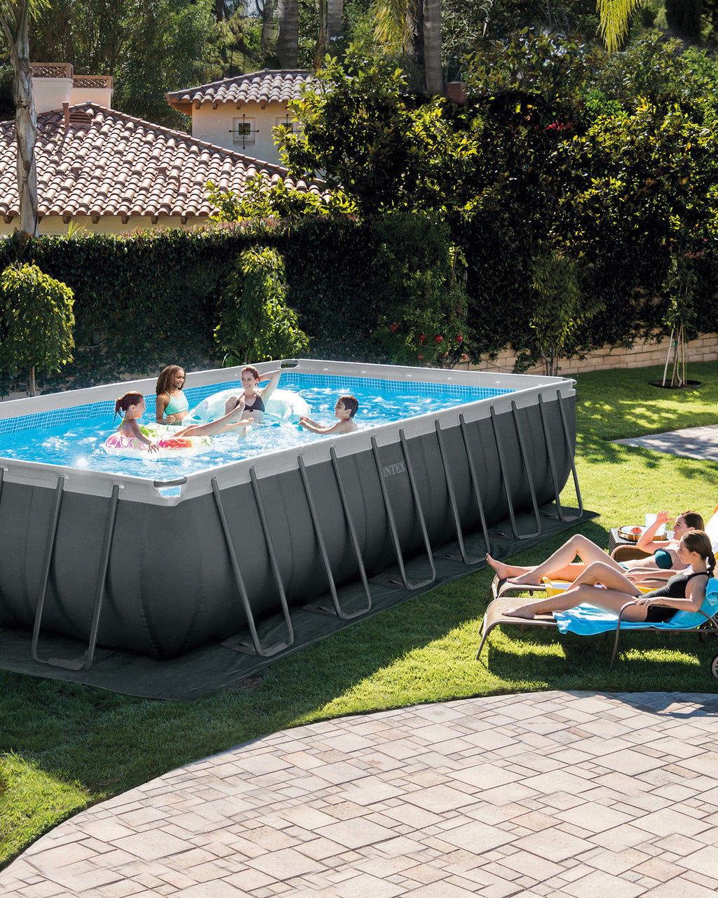 Rectangular Ultra XTR® Frame Above Ground Pool w/ Sand Filter Pump