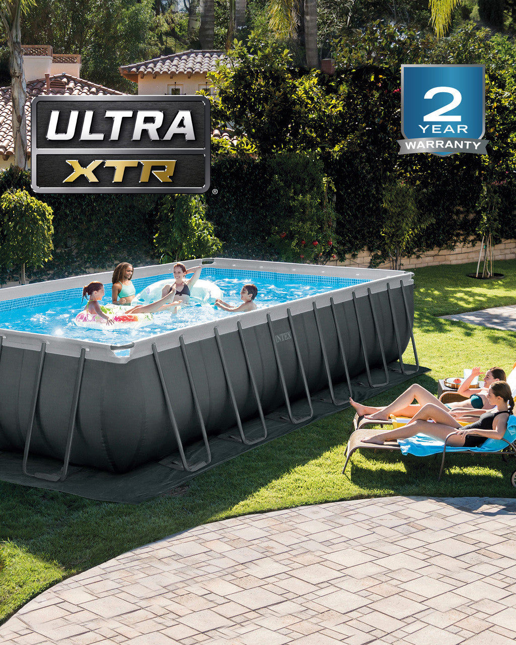 Rectangular Ultra XTR® Frame Above Ground Pool w/ Sand Filter Pump