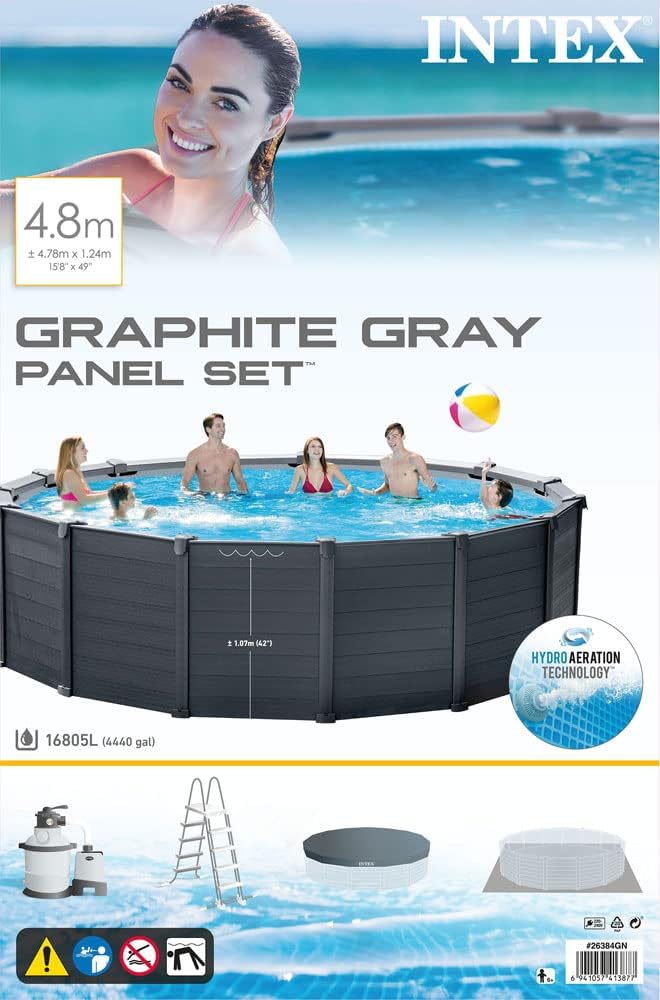 Graphite Gray Panel Pool Set 4.78X1.24Mt.