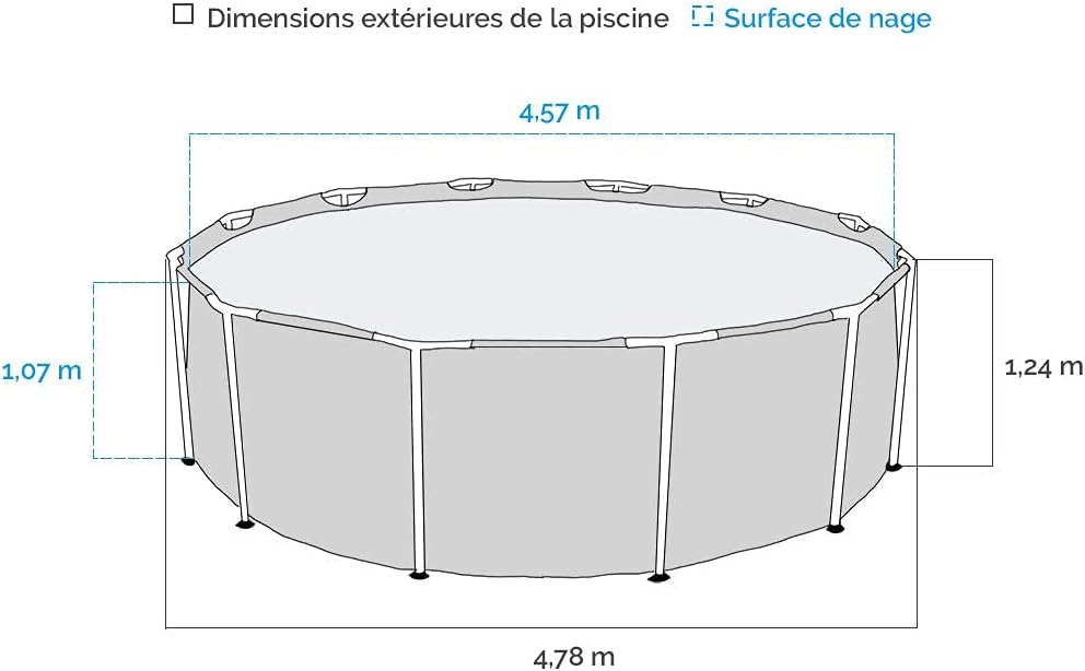 Graphite Gray Panel Pool Set 4.78X1.24Mt.