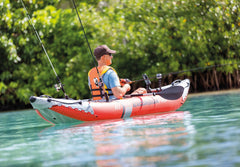 INTEX Excursion Pro Inflatable Kayak Series: Includes Deluxe 86in Kayak Paddles and High-Output Pump Ÿ?? SuperTough PVC Ÿ?? Adjustable Bucket Seat Ÿ?? Fishing Rod Holders Ÿ?? Grab Handles