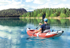 INTEX Excursion Pro Inflatable Kayak Series: Includes Deluxe 86in Kayak Paddles and High-Output Pump Ÿ?? SuperTough PVC Ÿ?? Adjustable Bucket Seat Ÿ?? Fishing Rod Holders Ÿ?? Grab Handles