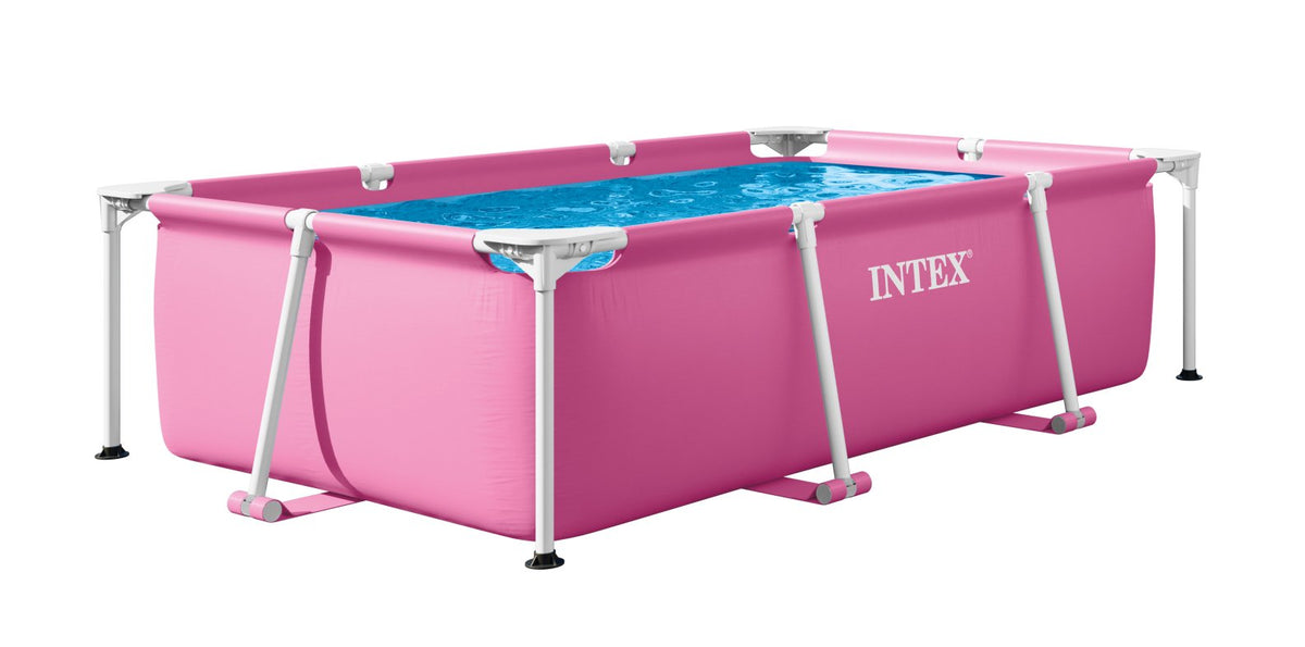 Intex 28266EH 7'L x 5'W x 23-5/8"H Rectangular Metal Frame Above Ground Outdoor Backyard Swimming Pool, 439 Gallons of Water, Pink