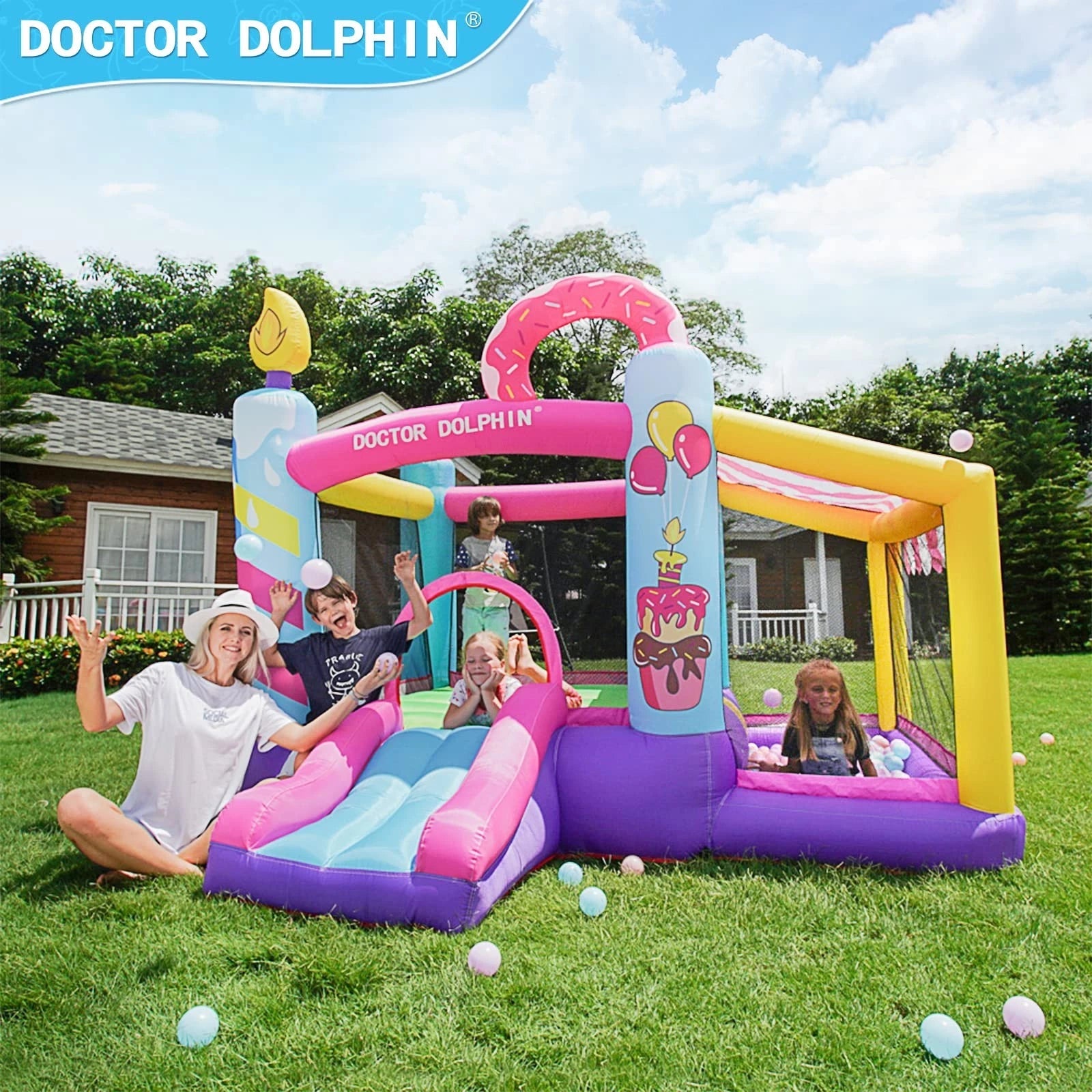 Flobo Doughnuts Bouncy Castle For Kids 290 x 270 x 220cm