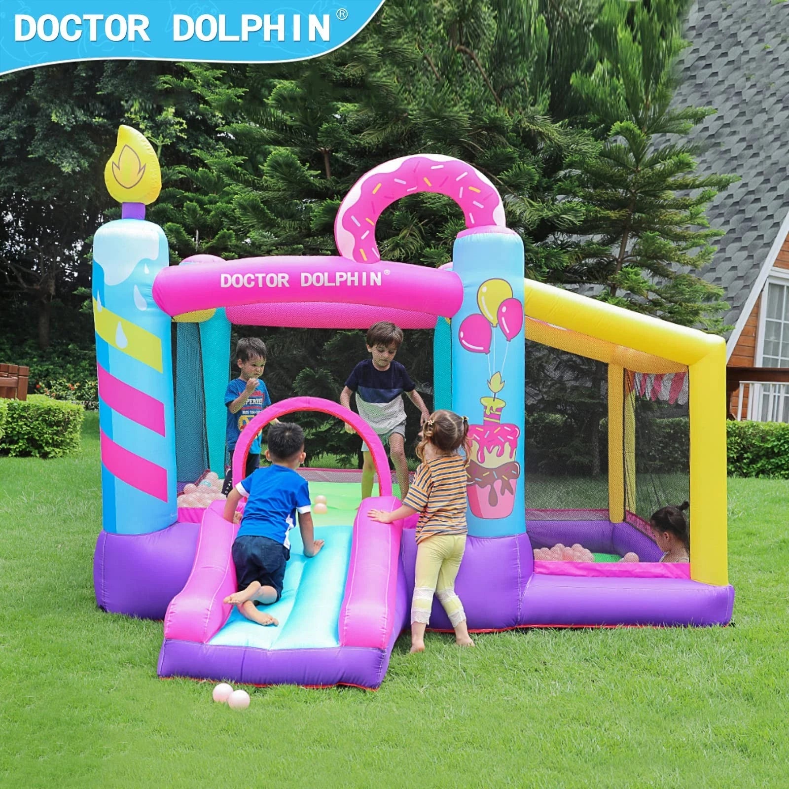 Flobo Doughnuts Bouncy Castle For Kids 290 x 270 x 220cm