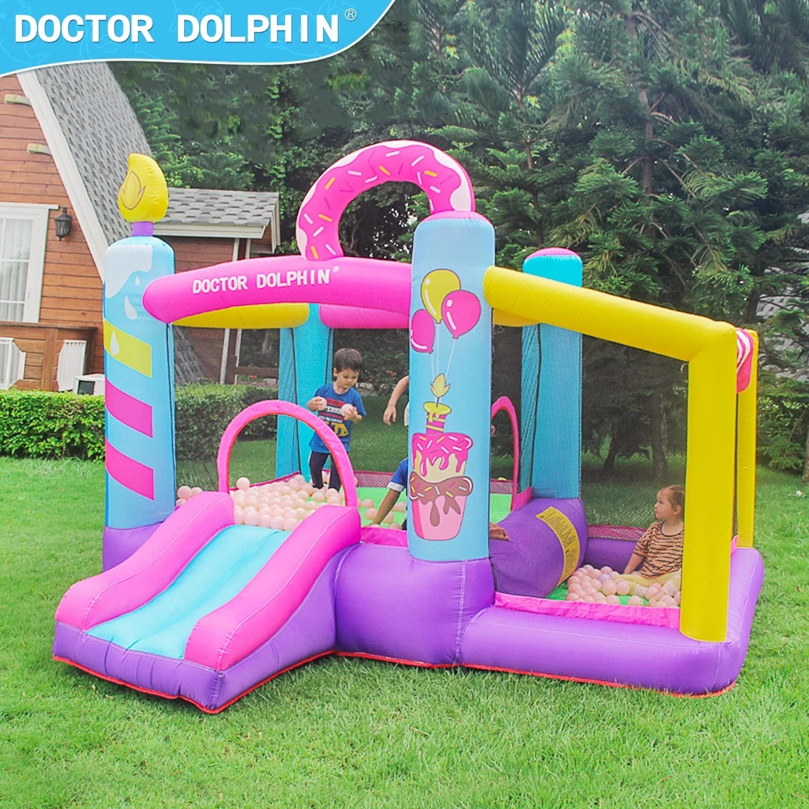 Flobo Doughnuts Bouncy Castle For Kids 290 x 270 x 220cm