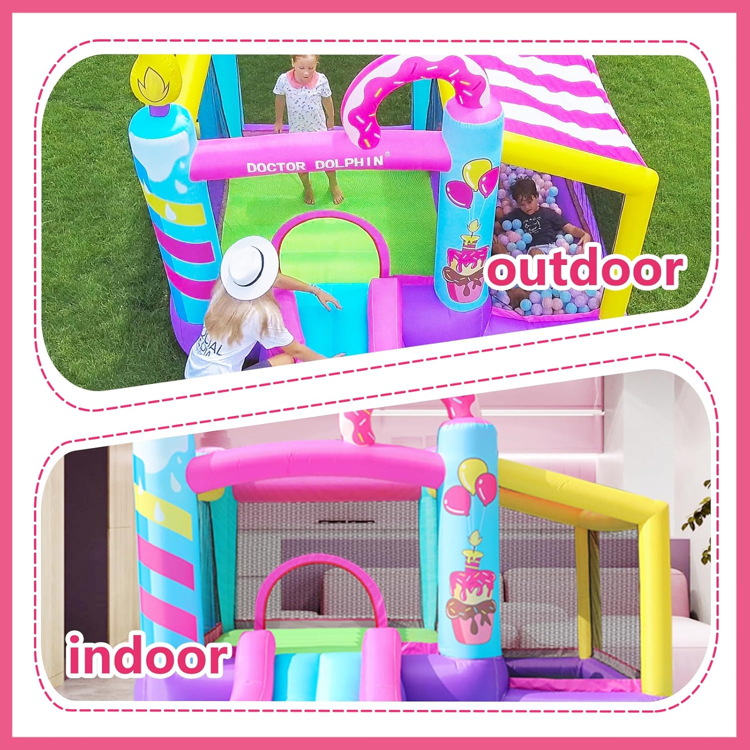 Flobo Doughnuts Bouncy Castle For Kids 290 x 270 x 220cm