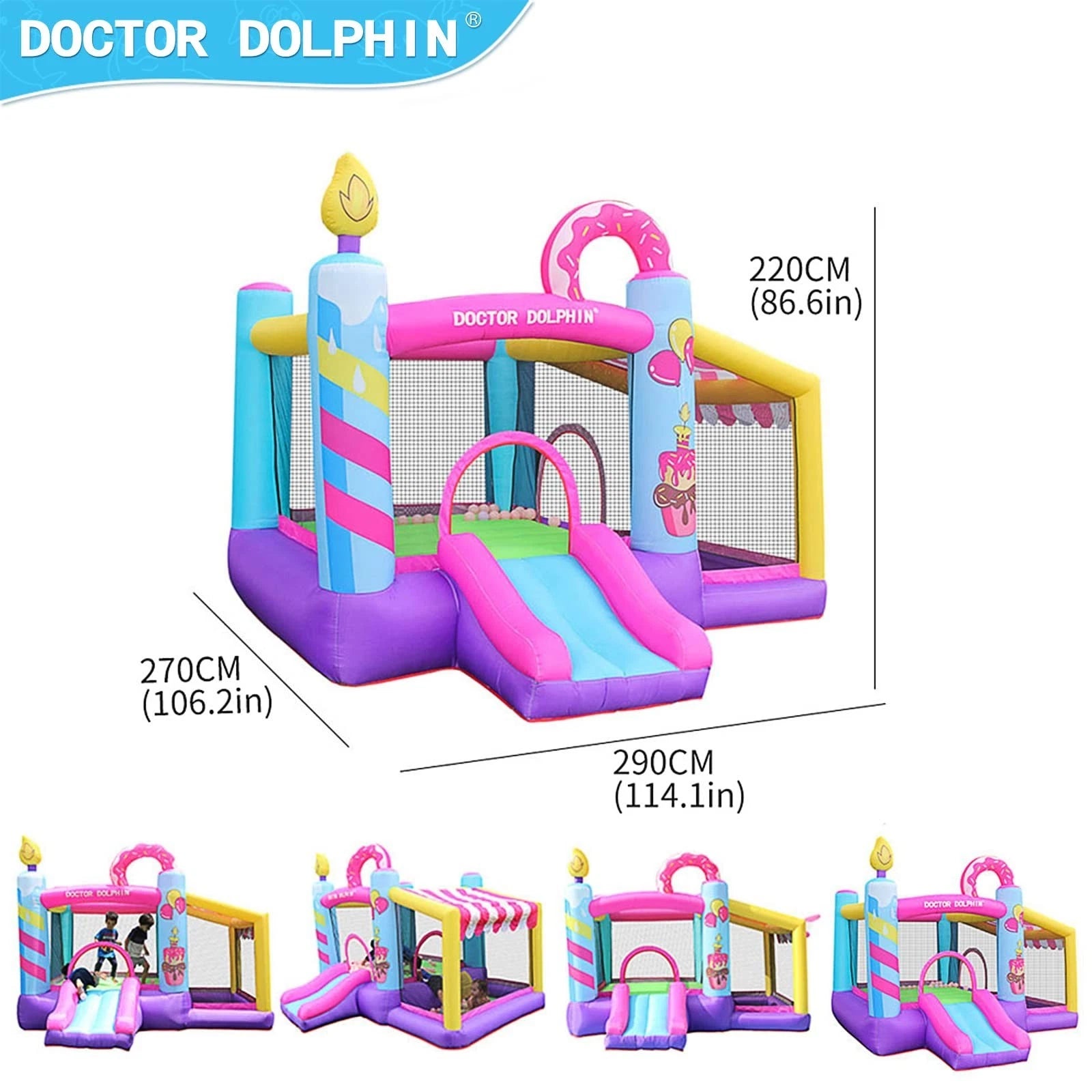 Flobo Doughnuts Bouncy Castle For Kids 290 x 270 x 220cm