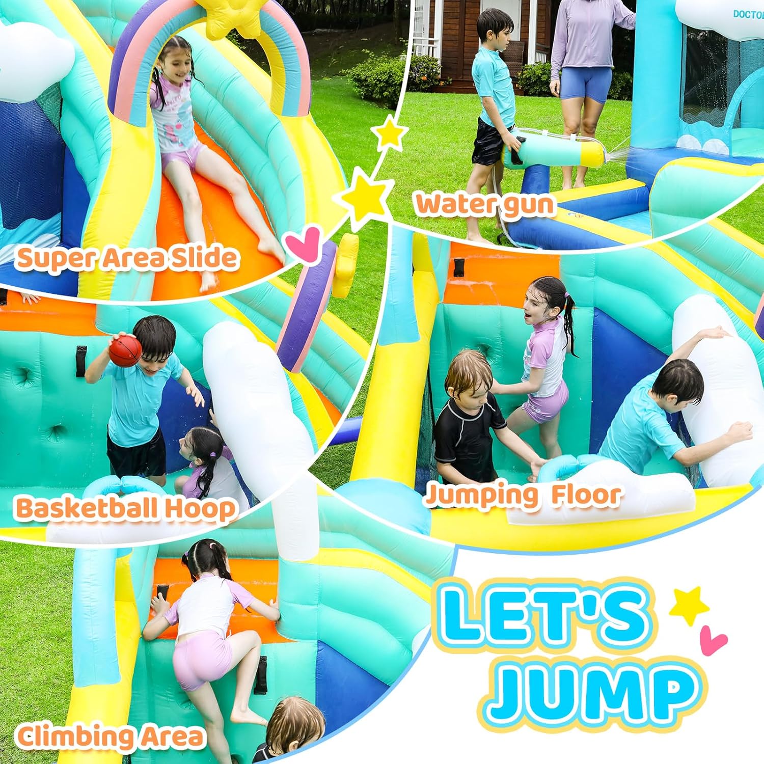 Flobo Unicorn Bouncy Castle for Kids 320 x 290 x 235cm