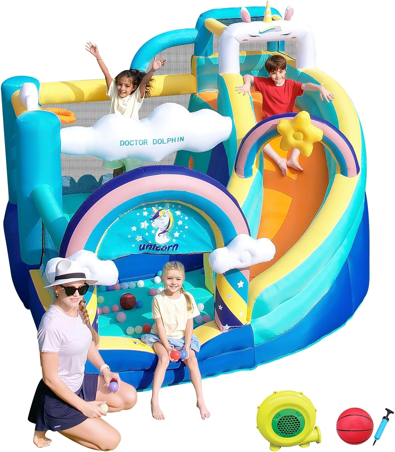 Flobo Unicorn Bouncy Castle for Kids 320 x 290 x 235cm