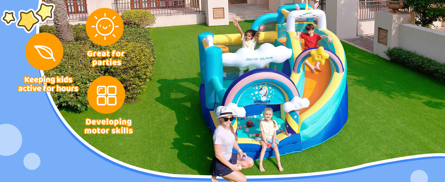 Flobo Unicorn Bouncy Castle for Kids 320 x 290 x 235cm