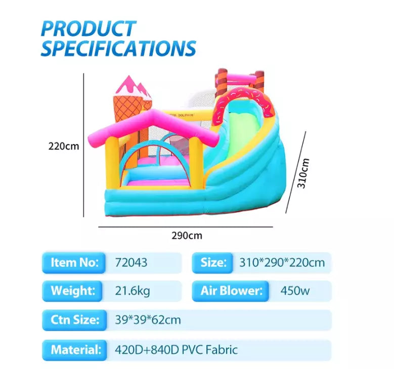 Flobo Ice Cream Bouncy House Castle for kids 310X280X225cm