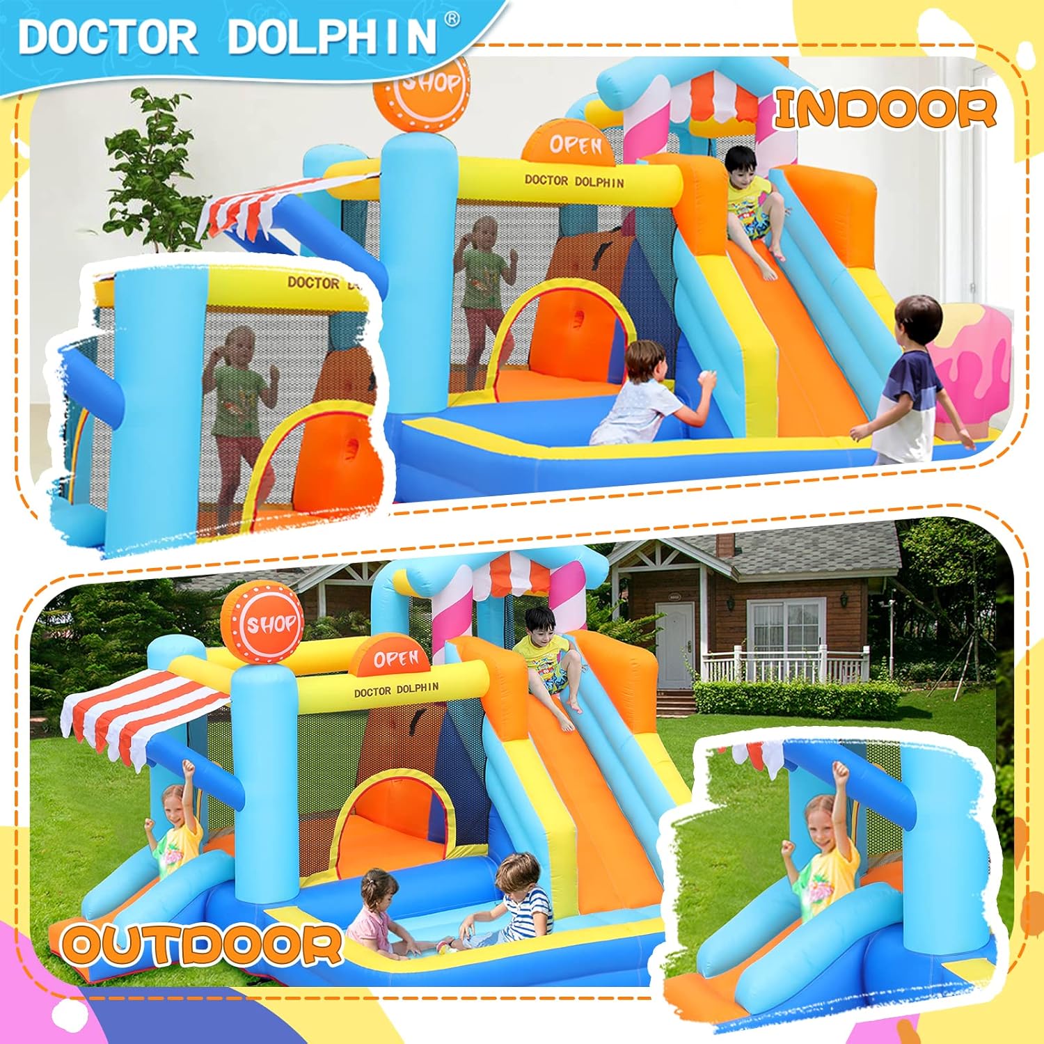 Flobo Water Park Bouncy House Castle for kids 343 x 320 x 235cm