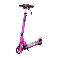 Pink scooter with colorful deck on a transparent background