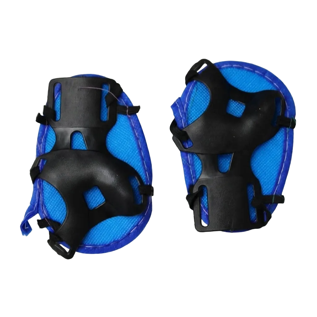 Pair of blue and black knee pads on a transparent background