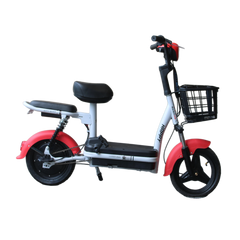Small electric commuter with red accents on a transparent background
