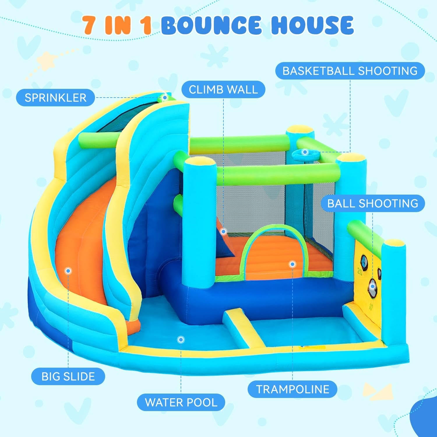 Flobo Water Park Bouncy Castle for Kids 360x340x218cm
