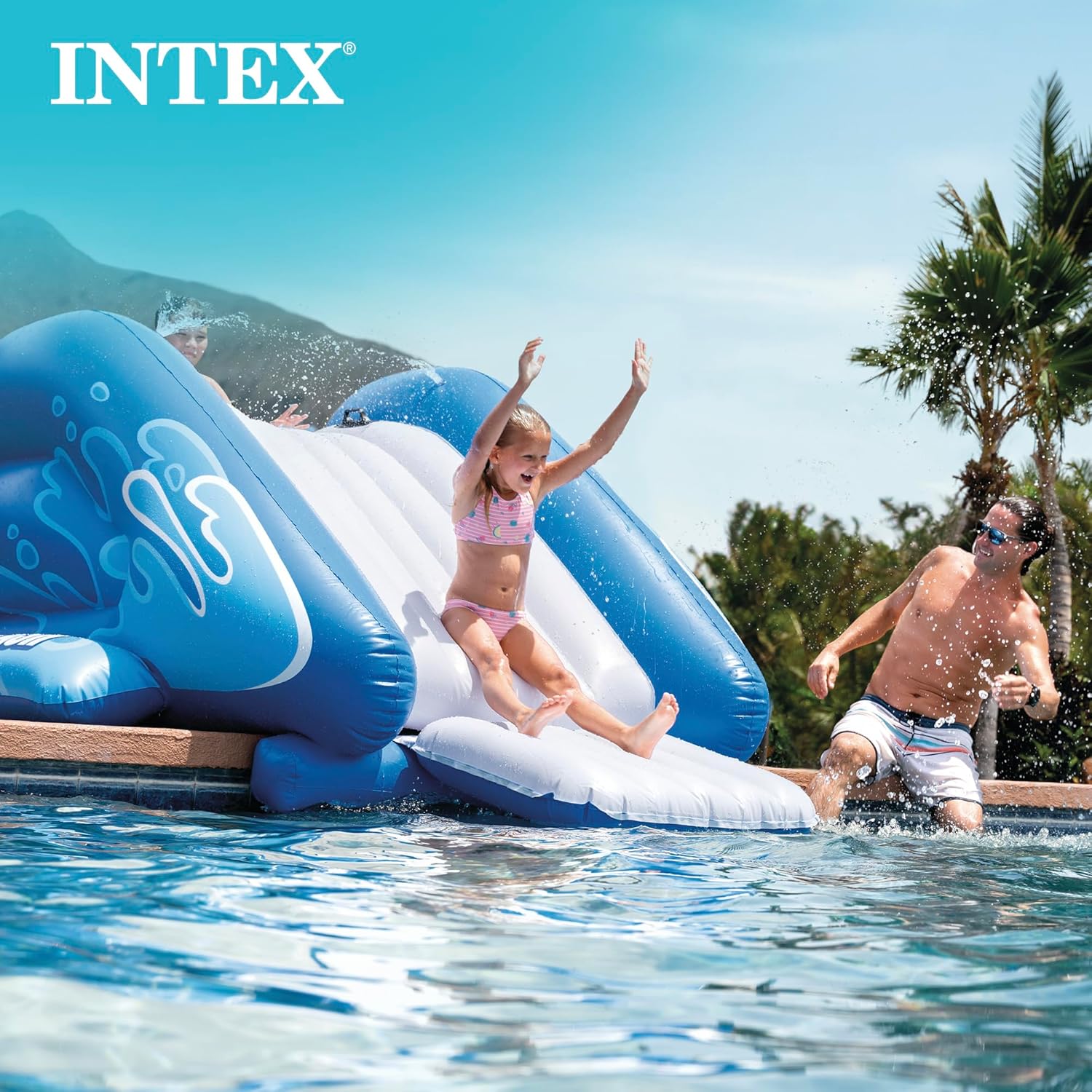 Intex Kool Splash Inflatable Water Slide Swimming Pool Play Center with Built in Sprayers for Kids and Adults, Ages 6 and Up
