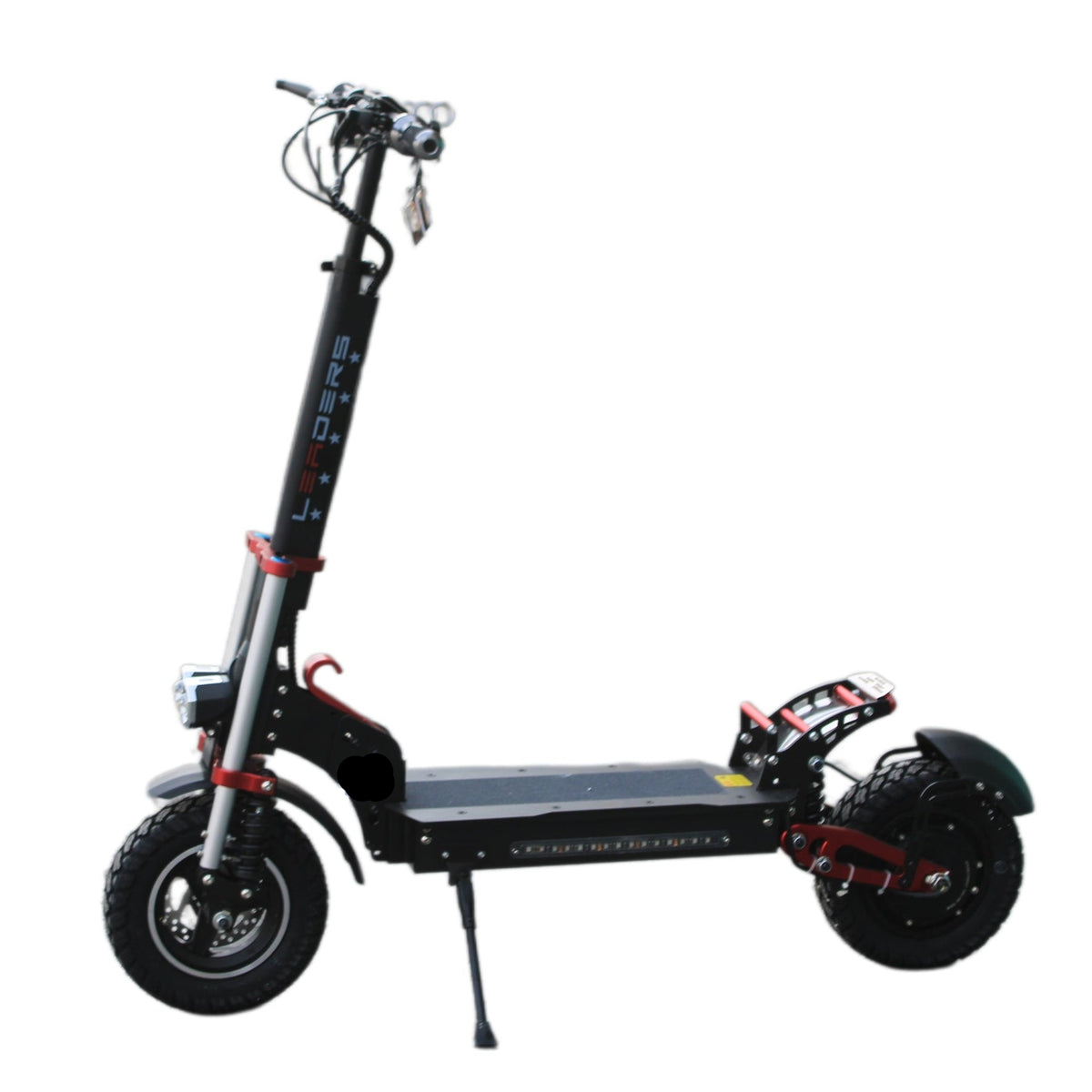 Black electric scooter on a white background