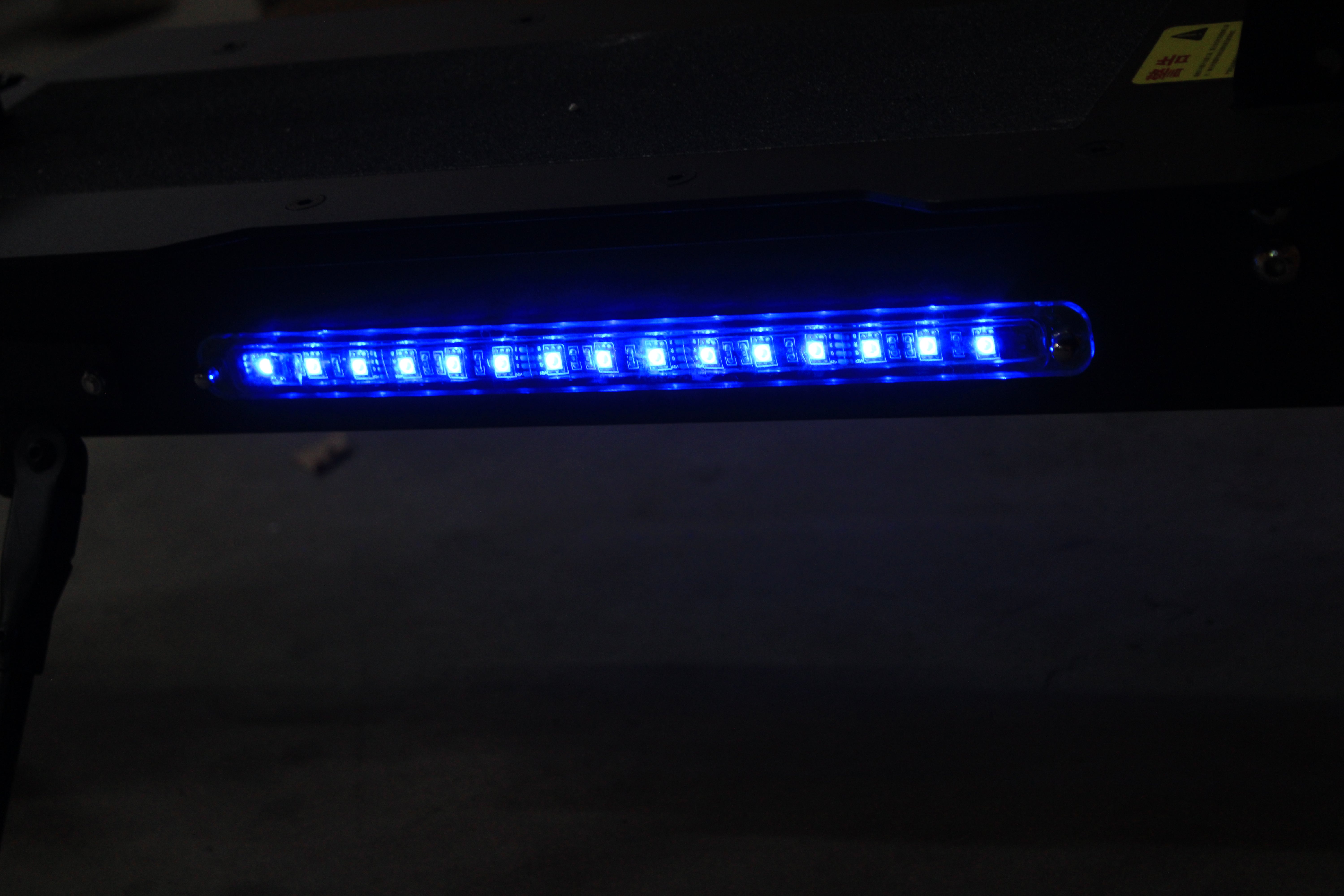 Blue LED light bar on the side